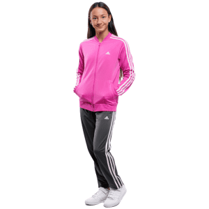 Girls 3 Stripes Tracksuits Pink Pink/Grey