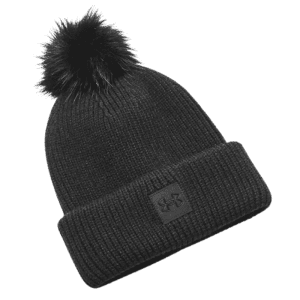 Womens UA Halftime Ribbed Pom Beanie Black
