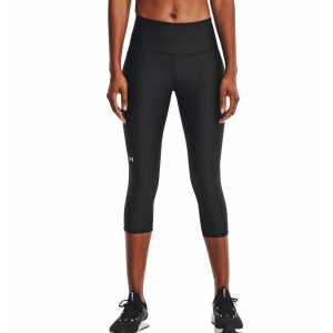 Womens HeatGear No-Slip Waistband Capri Leggings Black