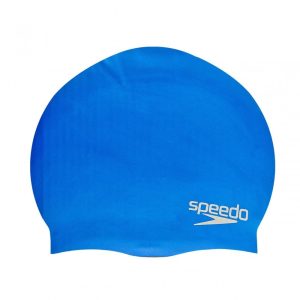 Adult Moulded Silicone Swimming Hat Blue