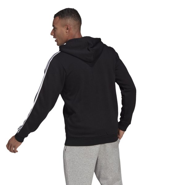 Adidas Essentials Fleece 3-Stripes Full-Zip Hoodie Black
