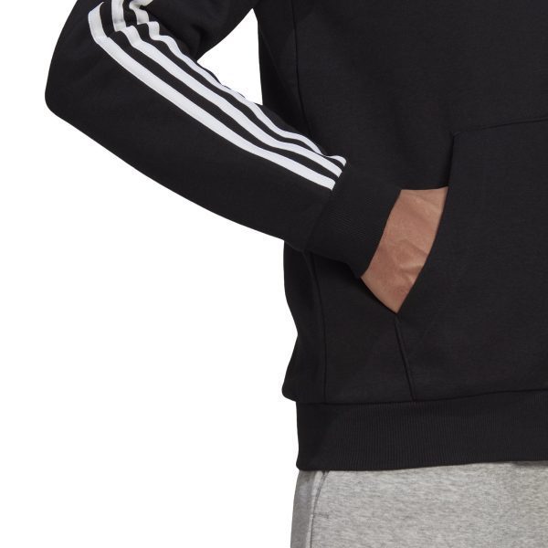 Adidas Essentials Fleece 3-Stripes Full-Zip Hoodie Black