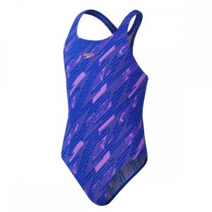 Girls Hyperboom Allover Medalist Swimsuit Blue