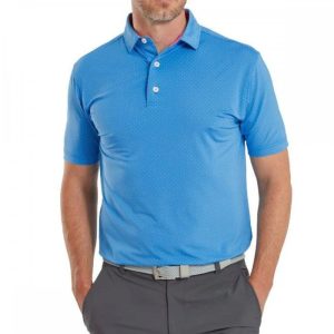 Mens Stretch Dot Lisle Golf Shirt Blue