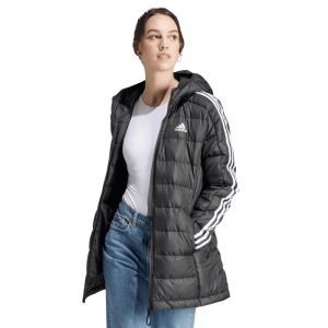 Womens Essentials 3-Stripes Light Down Hooded Parka