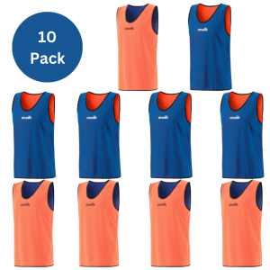 10 Pack Blue/Orange Reversible Training Bibs