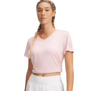 Womens UA Tech Twist V-Neck Tshirt Pink
