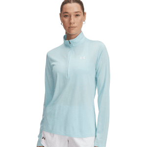 Womens UA Tech Twist Half Zip Blue