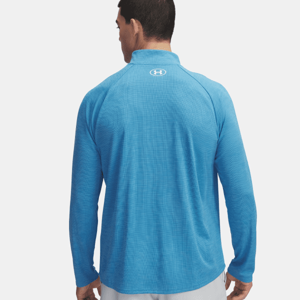 Mens UA Tech Textured Half Zip Blue