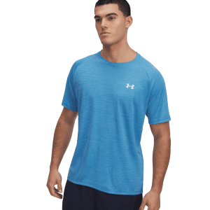 Mens UA Tech Textured Short Sleeve T-Shirt Blue