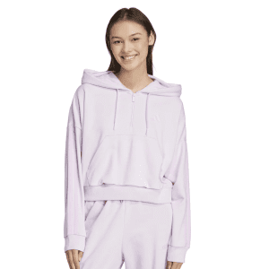 Womens Essentials 3 Stripes French Terry Quarter Zip Hoodie