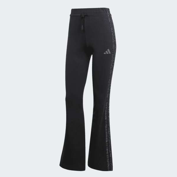 Womens Essentials 3 Stripes Print Cotton Leggings Black